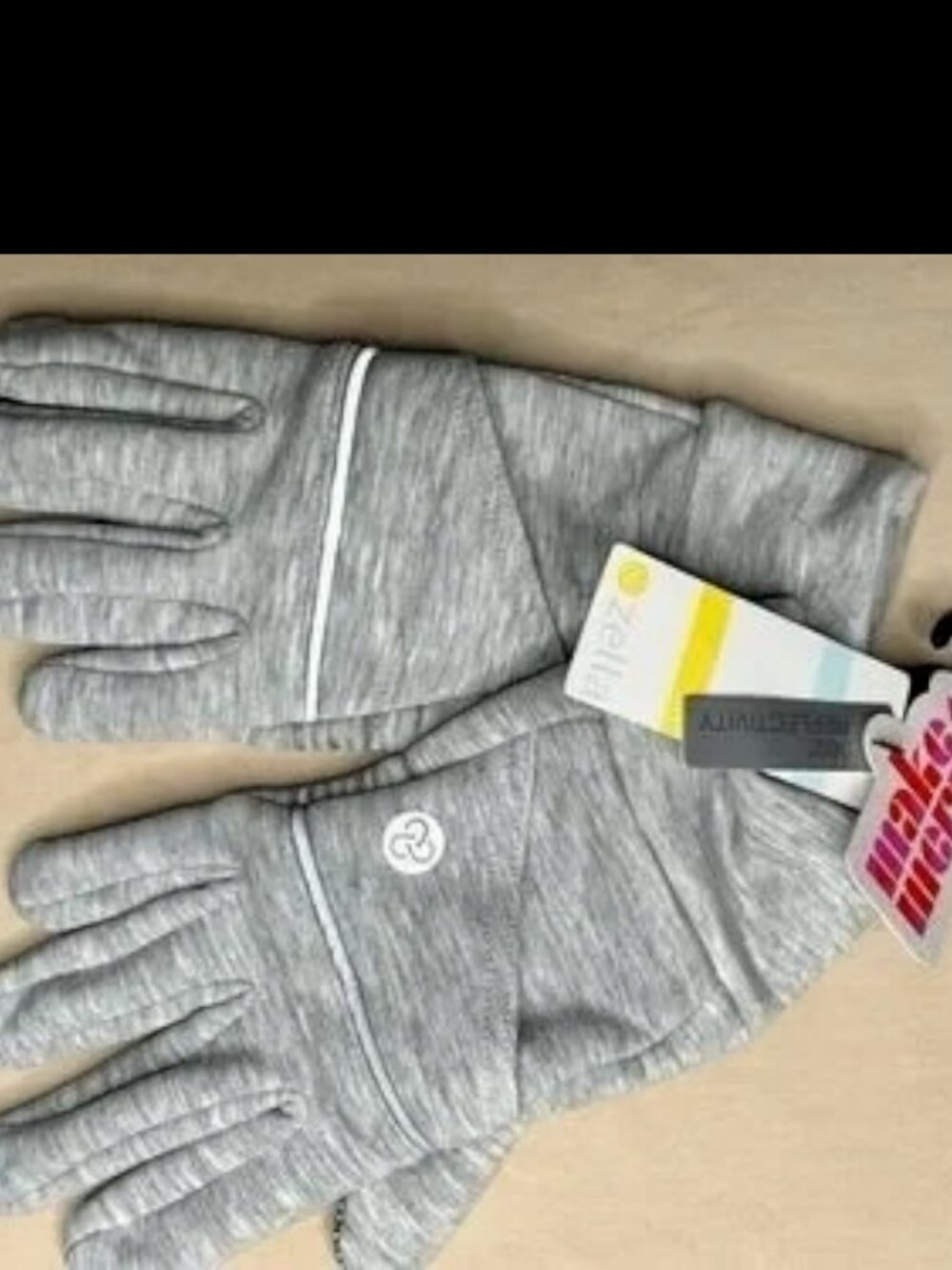 Zella 360 Reflectivity Light Grey Heather Running Tech Gloves Size S/M and M/L
